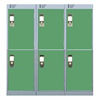 Viking Nest Of Three 3-Door Lockers-Grey With Green Doors