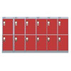 Viking Nest Of Three 6-Door Lockers-Grey With Red Doors