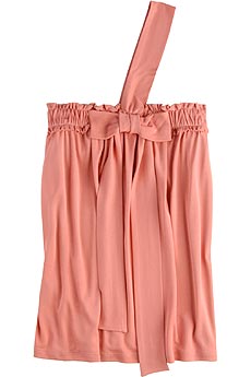 Silk jersey strapless bow front top