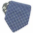 Geometric Blue and Silver Woven Silk Tie