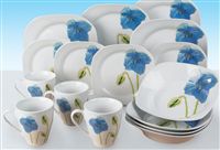 Blue Poppy 16 Piece Porcelain Dinner Set