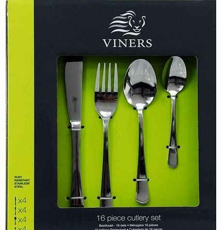 Viners Cardinal 16 Piece Cutlery Set - Satin Stainless Steel - Classic Modern Cutlery - In Presentation Box