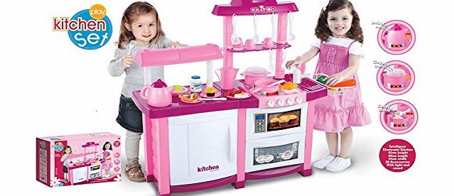 Vinsani Childrens Kids Lights And Sound Kitchen Cooking Toy With 36 Food Accessories