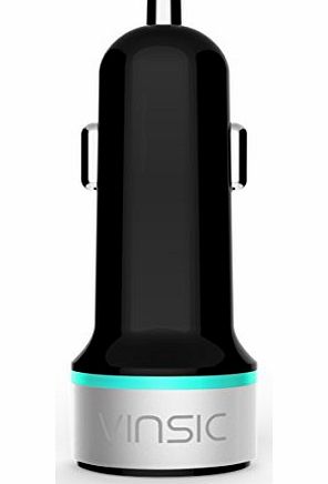 Vinsic Car Charger, VINSIC 24W 4.8A Dual USB Port Quick Car USB Charger Battery Charger for iPhone 6 Plus/6/5S/5/4S Samsung Galaxy HTC NOKIA Smartphone Tablets (Black)