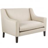 vintage 3 seater Sofa - Dorchester Linen Flock Cream - White leg stain