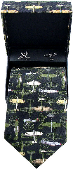 Military Aeroplane Tie / Cufflink Giftset