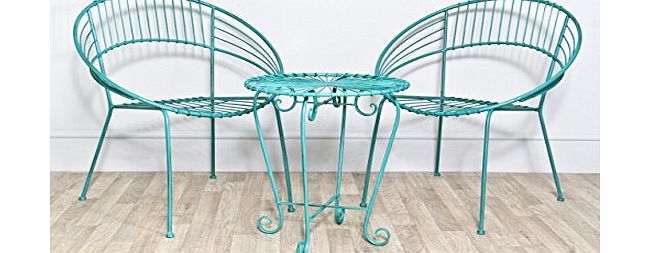 Vintagevibe Retro Metal 1960S Style Antique Turquoise Blue Garden Or Conservatory Table amp; Chairs