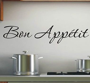 Vinylgraphicsonline Bon Appetit Kitchen Wall Art Sticker Quote Great Quality , Color : Black , Size : 60Cm