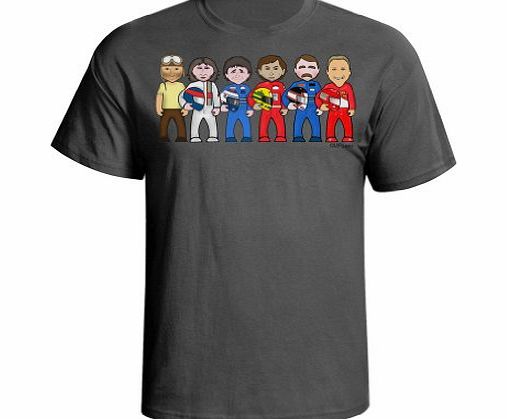  Formula 1 Legends mens cult motor sport F1 car caricature gift t shirt