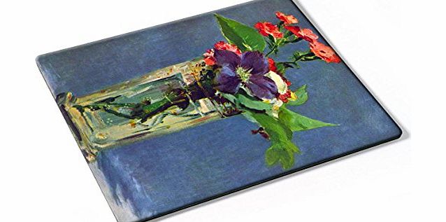 Virano Manet - Carnations And Clematis In A Crystal Vase, Designer Mouse - Strong Anti-Slip Base For Optimum Support - Compatible With All Mouse Types (Ball, Optical, Laser)