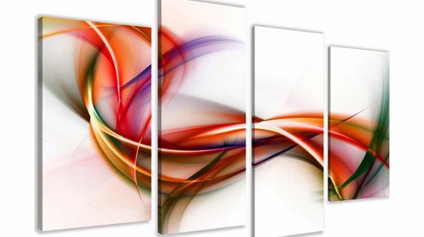 Picture - art on canvas abstract length 51`` height 31,5``, four-part parts model no. XXL 6159 Pictures completely framed on large frame. Art print Images realised as wall picture on real wooden framewo