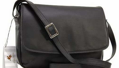 Visconti Leather Organiser Flapover Handbag / Cross-Body Bag 03190 Claudia - Black