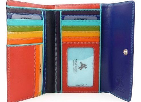 Visconti Quality LADIES Soft LEATHER PURSE WALLET by Visconti Designer SPECTRUM Boxed - 13 Credit Card Slots