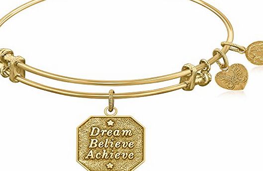 Vishal Jewelry Bangles Expandable Bangle in Yellow Tone Brass with Dream Believe Achieve Symbol