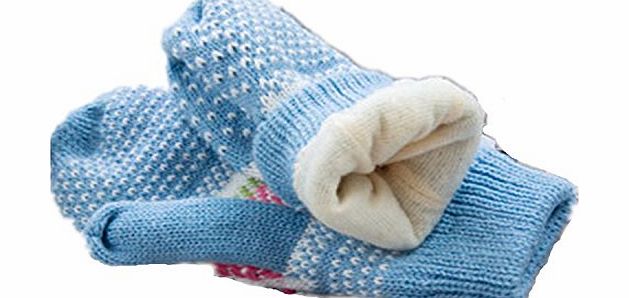 Viskey Fashion Lady Girls Strawberry Knitted Keeping Hands Warm Gloves, Blue