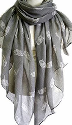 Viskey ladys Fashion Owl Paris Yarn Scarf, Gray