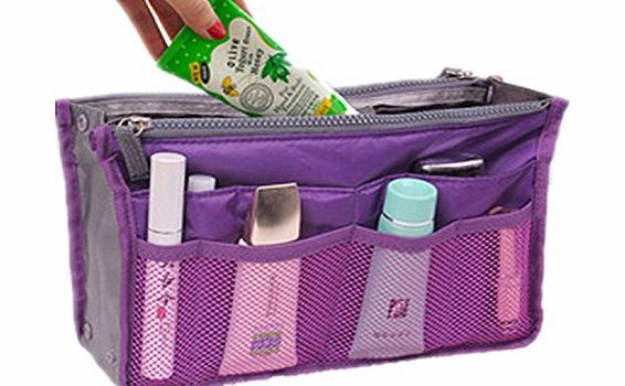 Womens Travel Organiser Ladies Handbag Bag in Bag Insert Tidy Travel Cosmetic Pocket,purple,rectangle