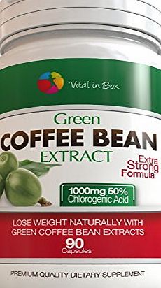 SALE!!! New BIG Pack 90 Capsules! Green Coffee Bean Extract 1000mg Weight Loss Supplement EXTRA Strong Formula With 50% Chlorogenic Acid - Lose Weight Naturally With Green Coffee Bean - 90 Premium Qua