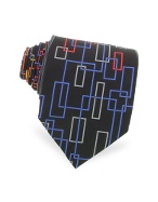 Handmade Multicolor Graphic Print Silk Tie