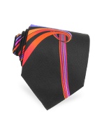 Handmade Swirling Bands Printed Silk Tie