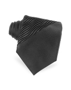 Vitaliano Pancaldi Limited Edition Black Hand-Pleated Waves Silk Tie