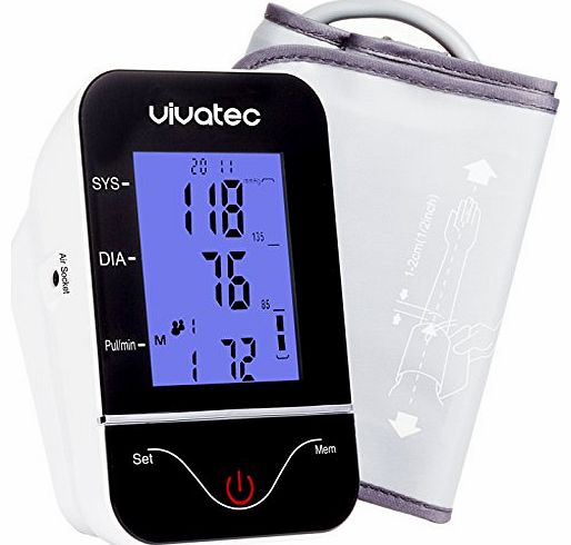 Vivatec SmartTouch Pro Fully Automatic Upper Arm Blood Pressure Monitor for Home Use, Touchscreen, LCD Display with Backlight, 3 User Data Storage, MWI (Measures While Inflating) for Greater Speed an