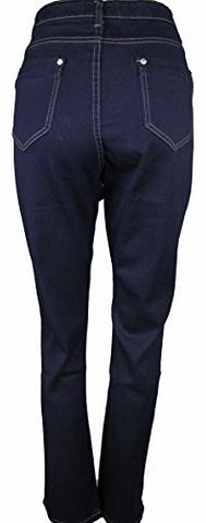 Vivi 1290 Ladies Navy Blue Stretch High Waist Stretchy Denim Jeans Plus Size 14-28 (24)