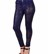 Vivienne Westwood Anglomania Purple and gold cotton blend denim jeggings