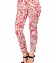 Vivienne Westwood Anglomania White and red cotton blend printed skinny jeans