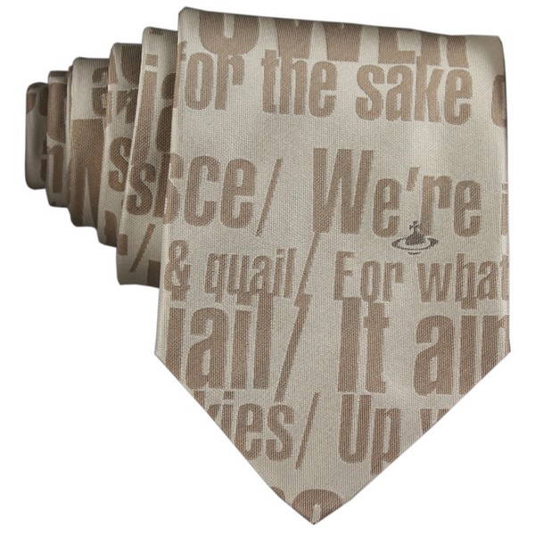 Vivienne Westwood Beige Power Text Silk Tie by