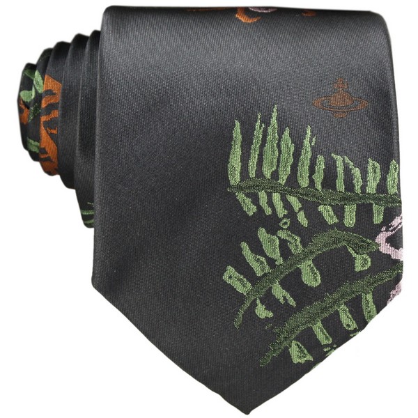 Vivienne Westwood Black Leaf Cravatta Tie by