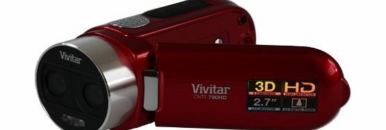 Vivitar 790HD 5.1MP 3D Video Camera with 2.7`` Screen and 4x Digital Zoom with Face Detection in Red
