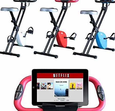 Vivo Foldable Magnetic Exercise X Bike For Cardio Fitness Workout Weight Loss Body Tine Cycle Bicycle Folding Home Cycling Machine - Red