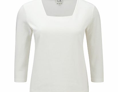 Viyella Square Neck Top, Ivory