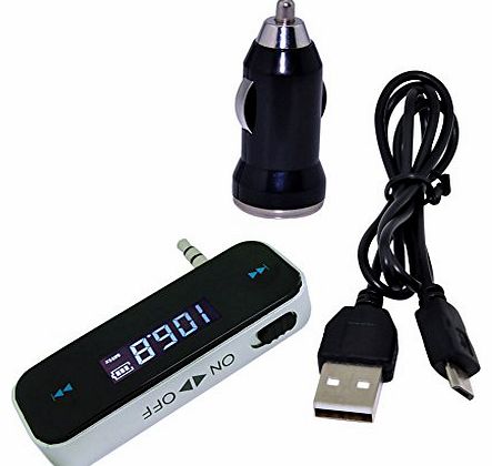 Vktech 3.5mm FM Transmitter Radio Adapter for iPhone Samsung HTC with Car Charger