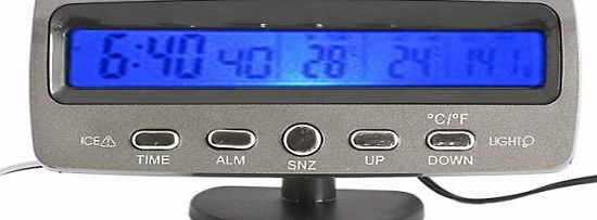 Vktech 3 in 1 Car Alarm Temperature Thermometer Clo ck Voltage Monitor Meter