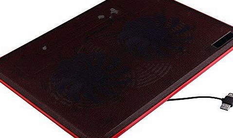 Vktech Dual 14cm Fan Notebook Laptop Cooler Radiator Cooling Base Pad (Red)