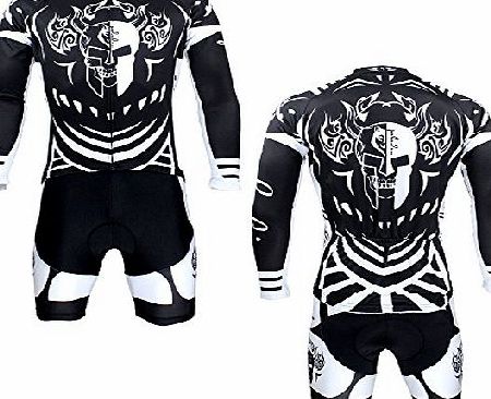 Vktech Mens Cycling Short Sleeve Jersey Shirt Shorts Bike Rider Clothing Suit (XXL, Skull Head)