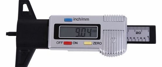 New Car Tyre Digital Tread Brake Pad Shoe Gauge Depth Tester Guage (Silver)
