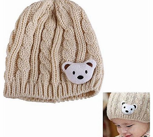 Soft Winter Crochet Baby Newborn Toddler Boy Girl Beanie Hat Cute Bear Cap (Off-white)