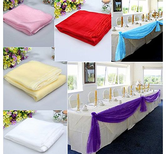 Vktech Table Organza Runners Fabric DIY Wedding Party Bow Decoration 5x1.4m (Pink)