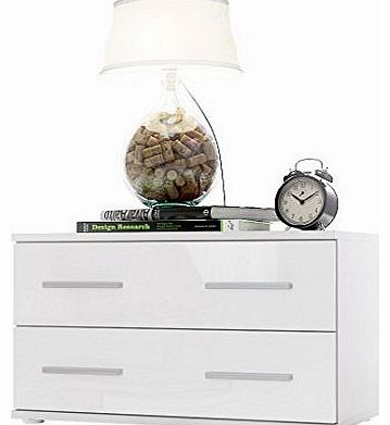 Bedroom Bedside Cabinet Kioto in White / White High Gloss