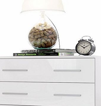 Vladon Bedroom Bedside Cabinet Kioto in White matt / White High Gloss