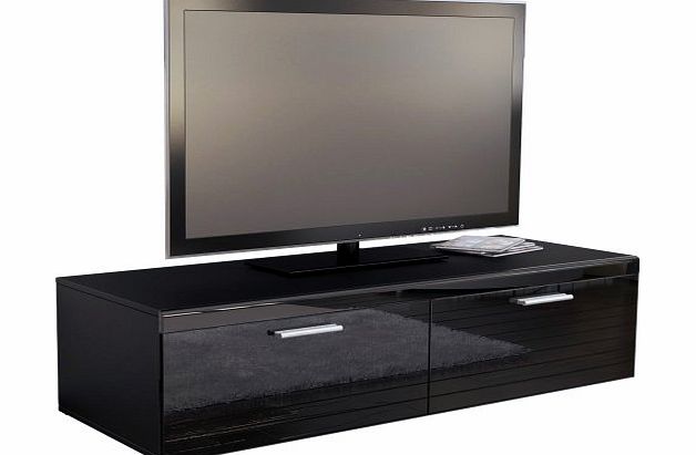 Vladon TV Stand Unit Atlanta in Black / Black High Gloss