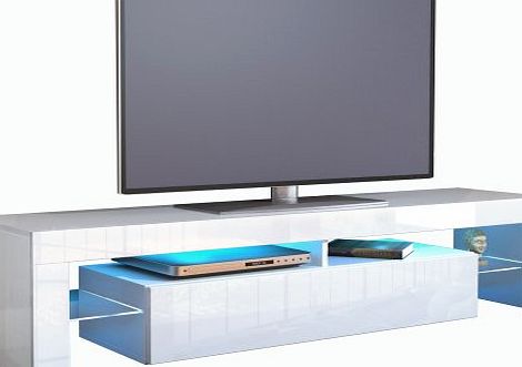 Vladon TV Stand Unit Lima in White / White High Gloss