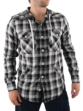 Black/Green/White Bar Hooded Shirt