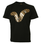 Black T-Shirt with Gold Printed Logo