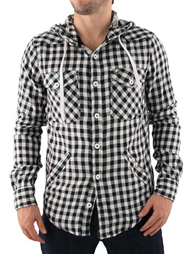 Black/White Bar Hooded Shirt