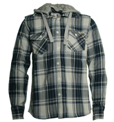 Voi Jeans Chase Navy Hooded Over-Shirt