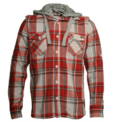 Voi Jeans Chase Red Hooded Over-Shirt